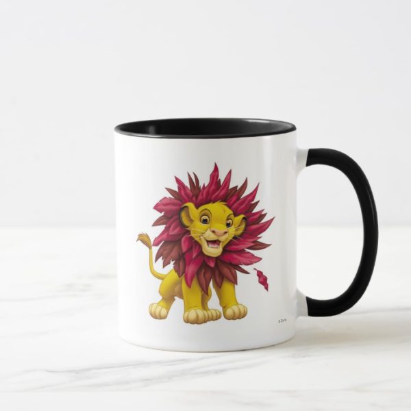 Lion King Simba cub mane of pink red leaves Disney Mug