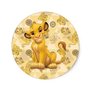 Lion King | Simba on Triangle Pattern Classic Round Sticker