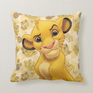 Lion King | Simba on Triangle Pattern Throw Pillow