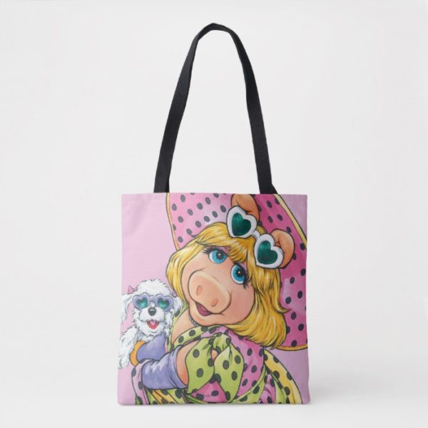 Miss Piggy Holding Puppy Tote Bag