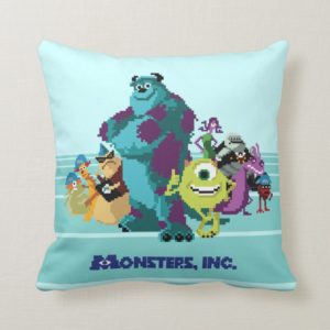 Monsters Inc 8Bit Mike, Sully, and the Gang Throw Pillow