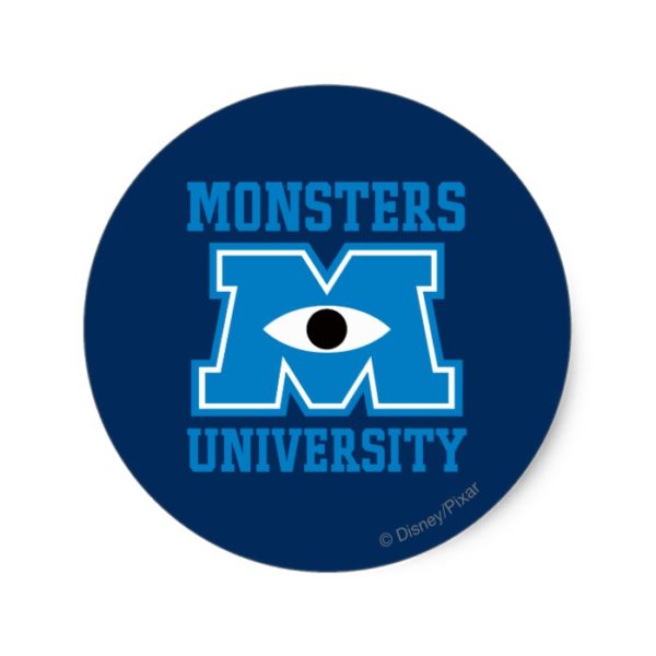 Monsters University Blue Logo Classic Round Sticker
