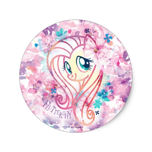 My Little Pony | Fluttershy Floral Watercolor Classic Round Sticker