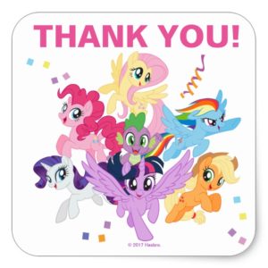 My Little Pony | Hot Pink Birthday Thank You Square Sticker