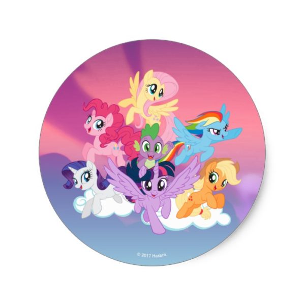 My Little Pony | Mane Six on Clouds Classic Round Sticker
