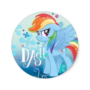 My Little Pony | Rainbow Dash Watercolor Flowers Classic Round Sticker