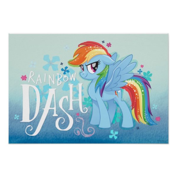 My Little Pony | Rainbow Dash Watercolor Flowers Poster