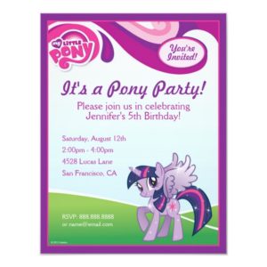 My Little Pony Twilight Sparkle Birthday Party Invitation