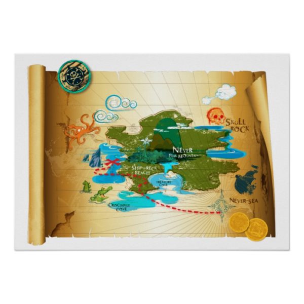 Neverland Treasure Map Poster
