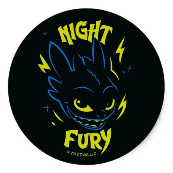 "Night Fury" Toothless Head Graphic Classic Round Sticker