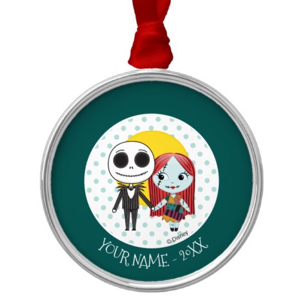 Nightmare Before Christmas | Jack & Sally Emoji Metal Ornament