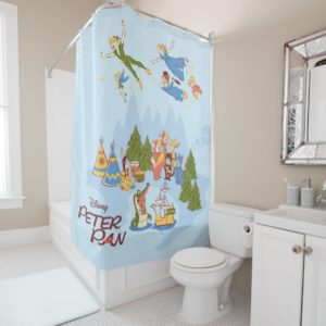 Peter Pan Flying over Neverland Shower Curtain