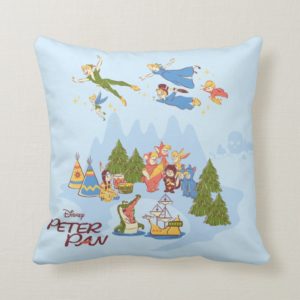 Peter Pan Flying over Neverland Throw Pillow