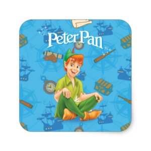 Peter Pan Sitting Down Square Sticker
