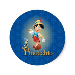 Pinocchio with Jiminy Cricket 2 Classic Round Sticker
