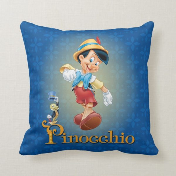 Pinocchio with Jiminy Cricket 2 Throw Pillow