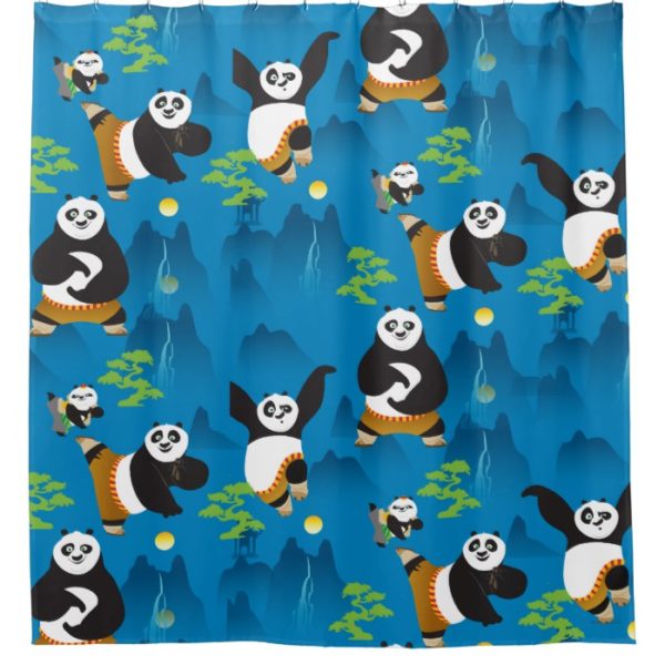 Po and Bao Blue Pattern Shower Curtain