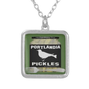 Portlandia Pickles Silver Plated Necklace