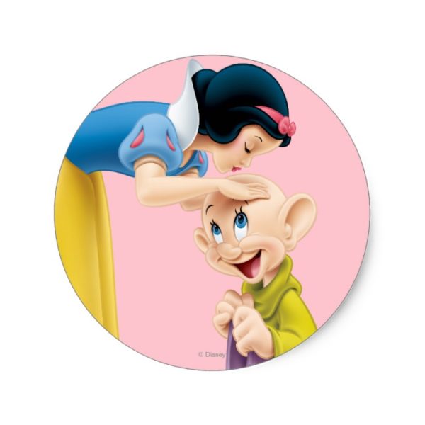 Snow White Kissing Dopey on the Head Classic Round Sticker