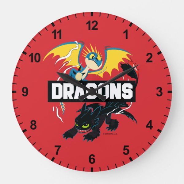 Stormfly & Toothless "Dragons" Graphic Large Clock