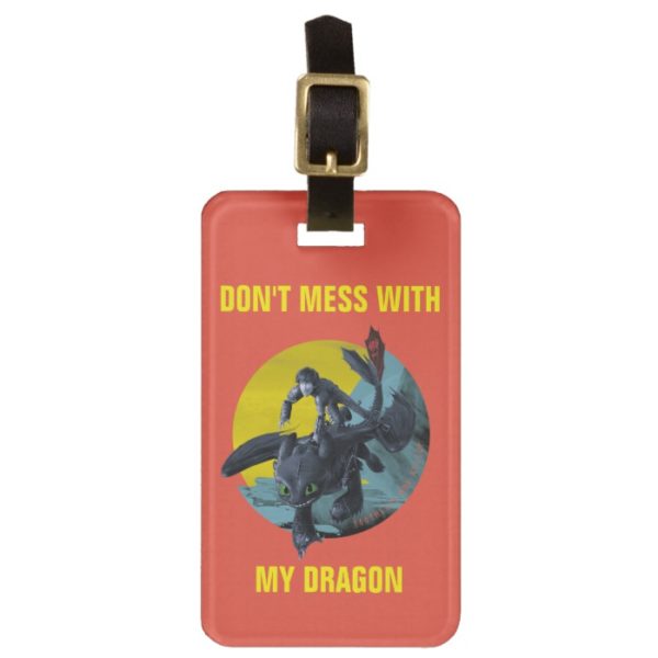 Stylized Toothless And Hiccup Flying Graphic Bag Tag