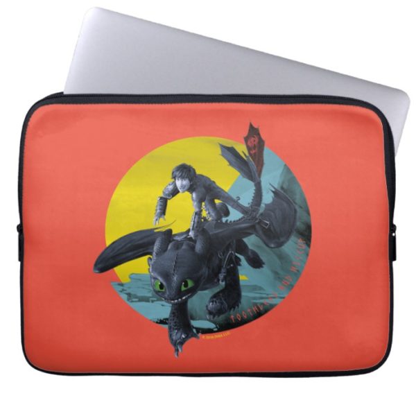 Stylized Toothless And Hiccup Flying Graphic Computer Sleeve