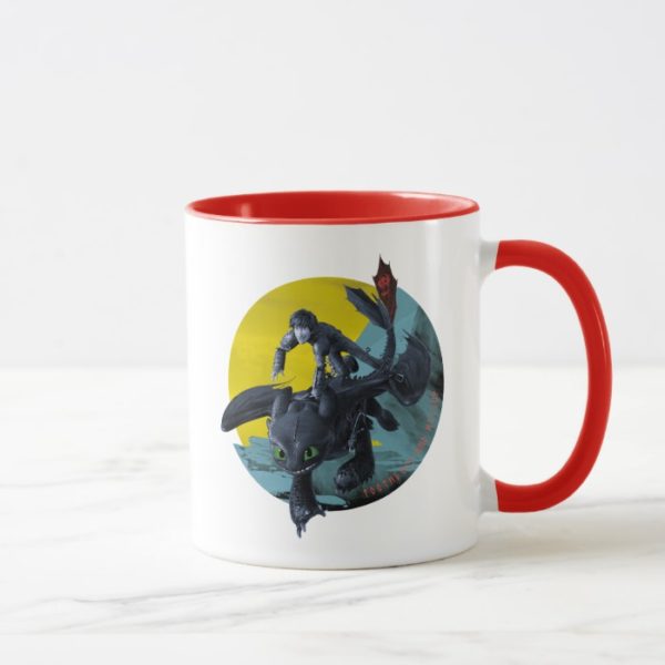 Stylized Toothless And Hiccup Flying Graphic Mug