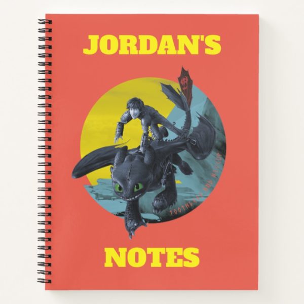 Stylized Toothless And Hiccup Flying Graphic Notebook