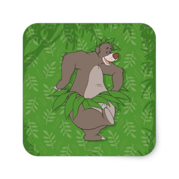 The Jungle Book Baloo with Grass Skirt Square Sticker