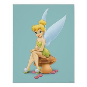 Tinker Bell Sitting on Mushroom Poster