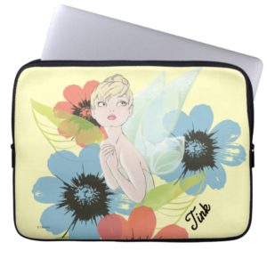 Tinker Bell Sketch With Cosmos Flowers Computer Sleeve