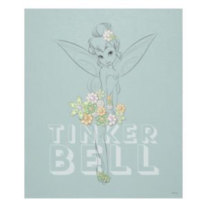 Tinker Bell Sketch With Jewel Flowers Fleece Blanket