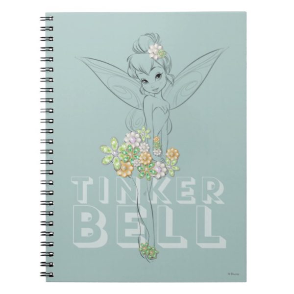 Tinker Bell Sketch With Jewel Flowers Notebook