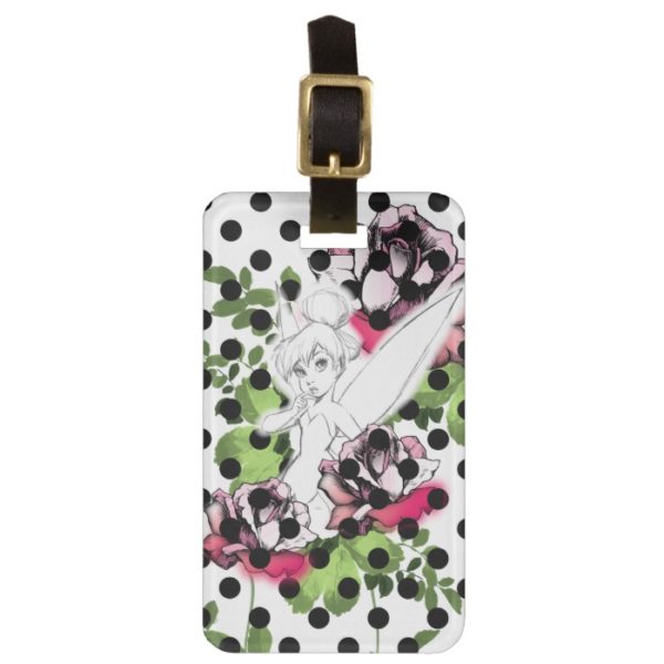 Tinker Bell Sketch With Roses and Polka Dots Bag Tag
