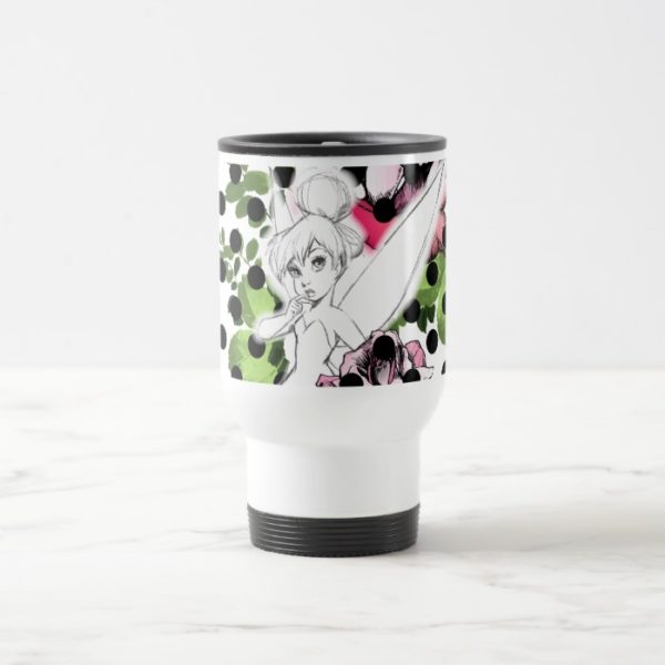 Tinker Bell Sketch With Roses and Polka Dots Travel Mug