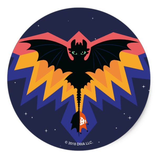 Toothless Colored Flight Graphic Classic Round Sticker