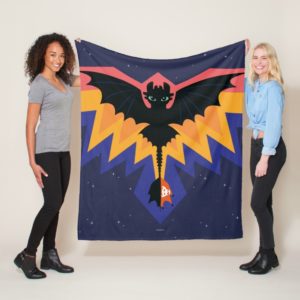 Toothless Colored Flight Graphic Fleece Blanket