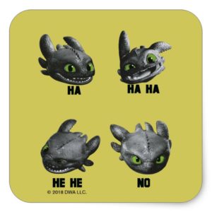 Toothless Face Expression Chart Square Sticker