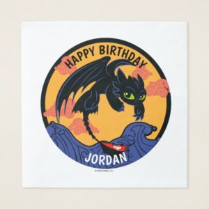 Toothless "Night Fury" Flying Over Ocean Waves Napkin