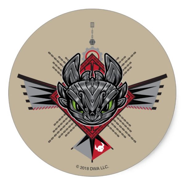 Toothless Tribal Chain Emblem Classic Round Sticker