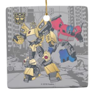 Transformers | Bumblebee & Optimus Prime In City Ceramic Ornament