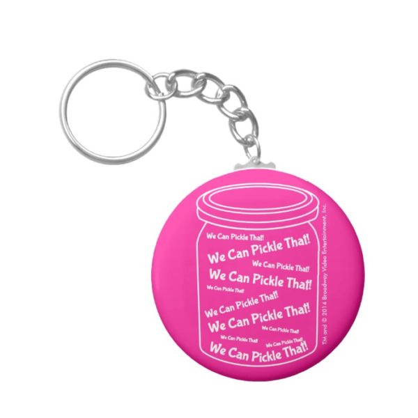 We Can Pickle That! Pink Button Keychain