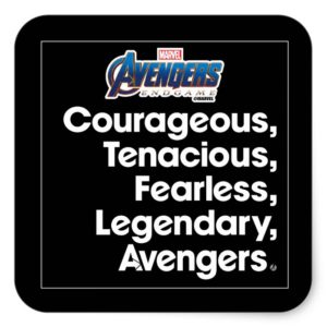 Avengers: Endgame | Avengers Adjective Typography Square Sticker