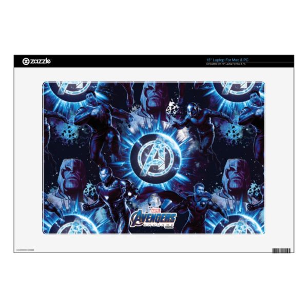 Avengers: Endgame | Avengers & Thanos Blue Pattern 15" Laptop Decal