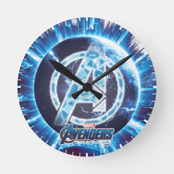 Avengers: Endgame | Avengers & Thanos Blue Pattern Round Clock
