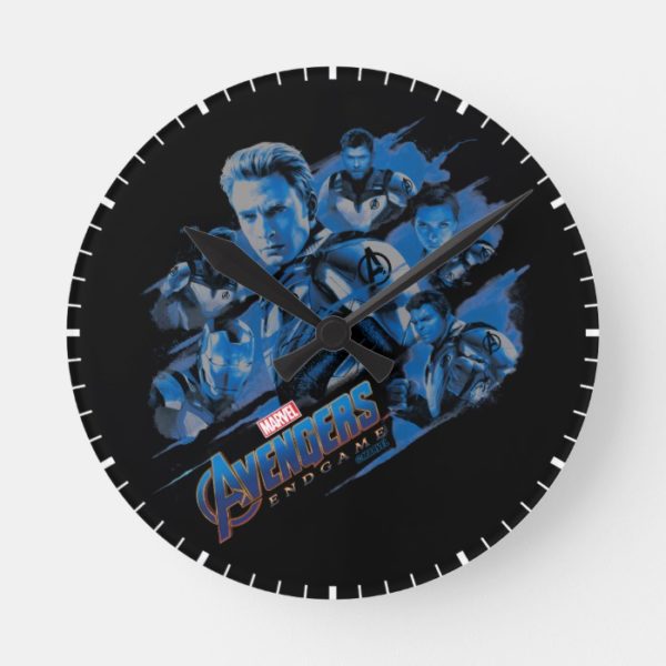 Avengers: Endgame | Blue Avengers Group Graphic Round Clock