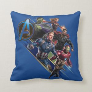 Avengers: Endgame | Group With Blue Logo Throw Pillow