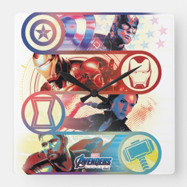 Avengers: Endgame | Heroes & Icons Graphic Square Wall Clock