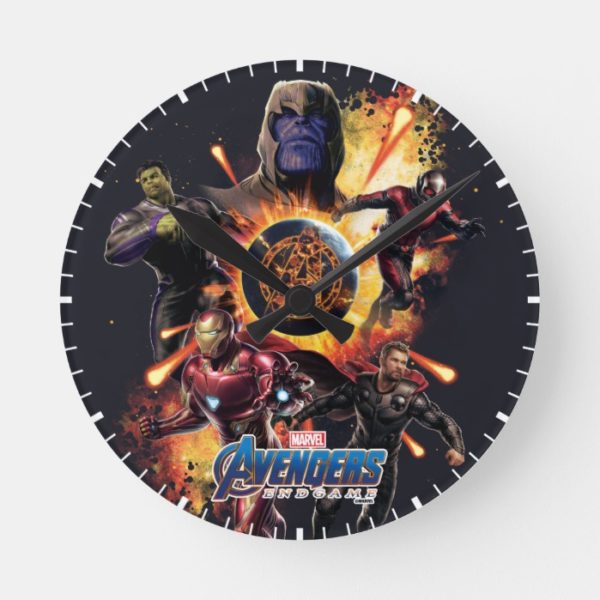 Avengers: Endgame | Thanos & Avengers Fire Graphic Round Clock