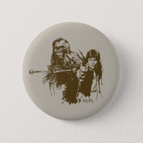 Chewie and Han Silhouette Button